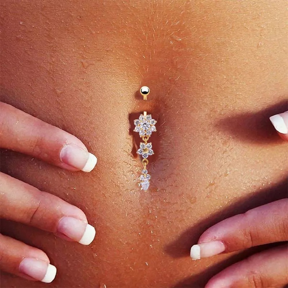 Navel Nail Body Crystal Gold Piercing - Picture 2 of 4